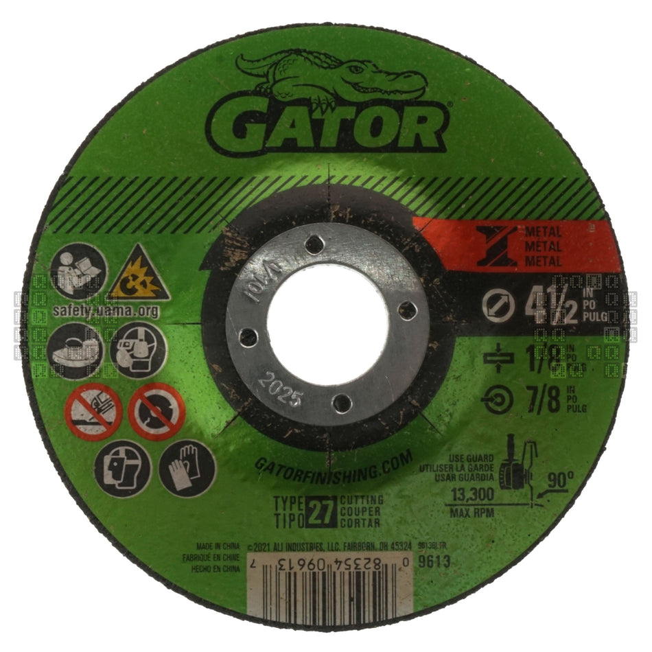 Gator 9613 GatorBlade 4-1/2" Metal Grinding Wheel, 1/8" Thick, 7/8" Arbor