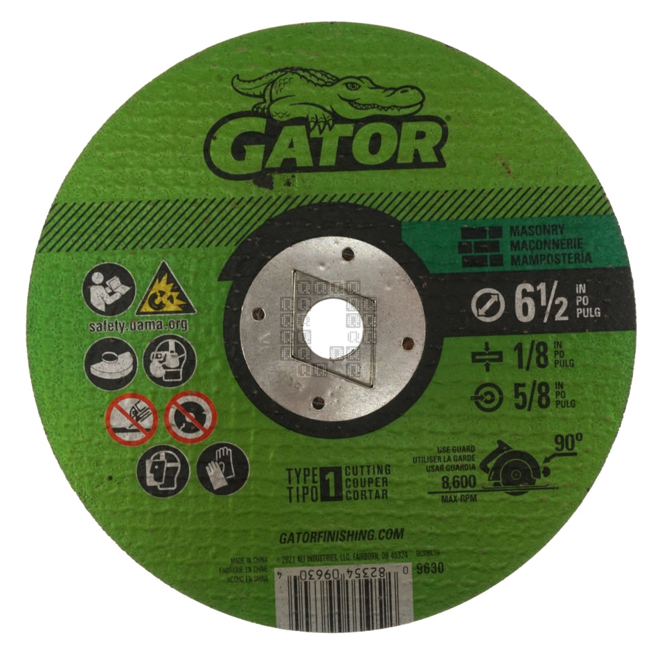 Gator 9630 GatorBlade Masonry Cut-Off Wheel, 6-1/2" Diameter, 1/8" Thickness