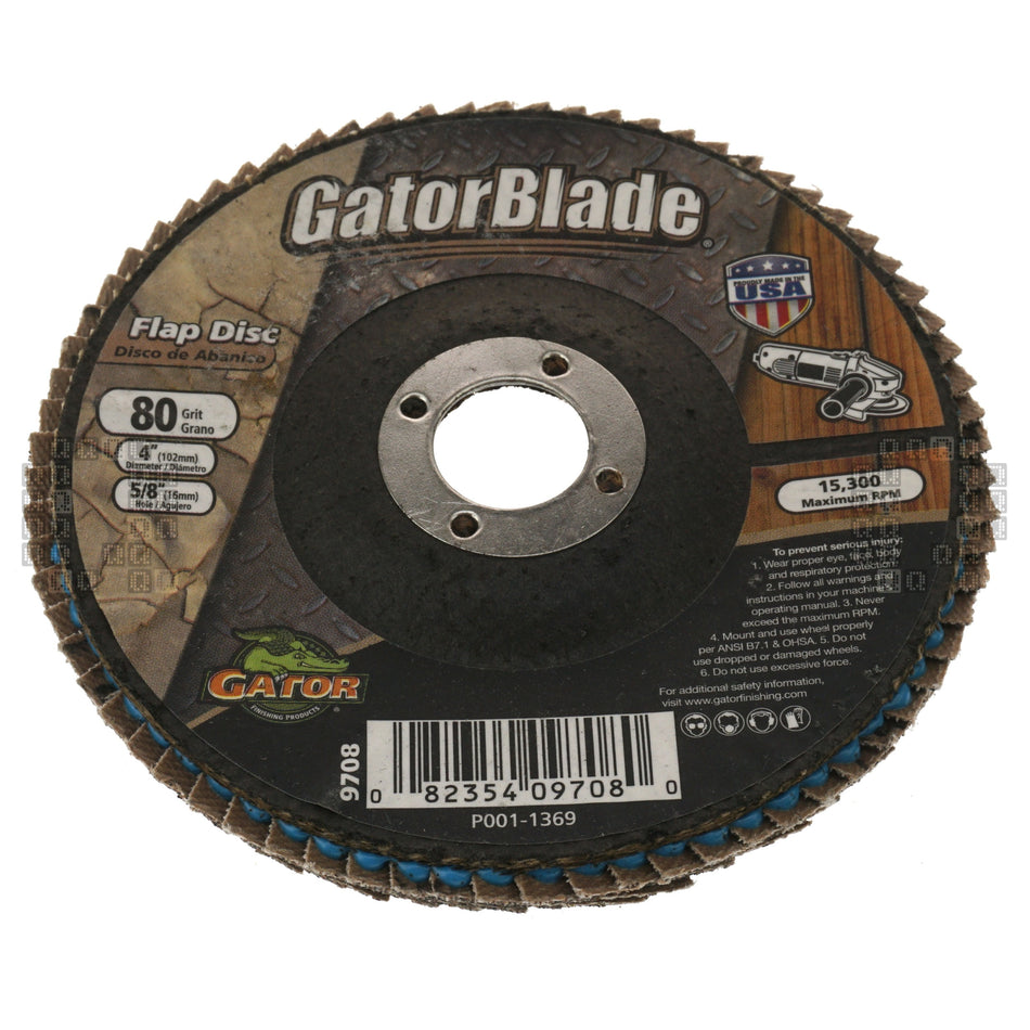 Gator 9708 4" Zirconium Oxide Abrasive Flap Disc, 5/8" Arbor, 80 Grit