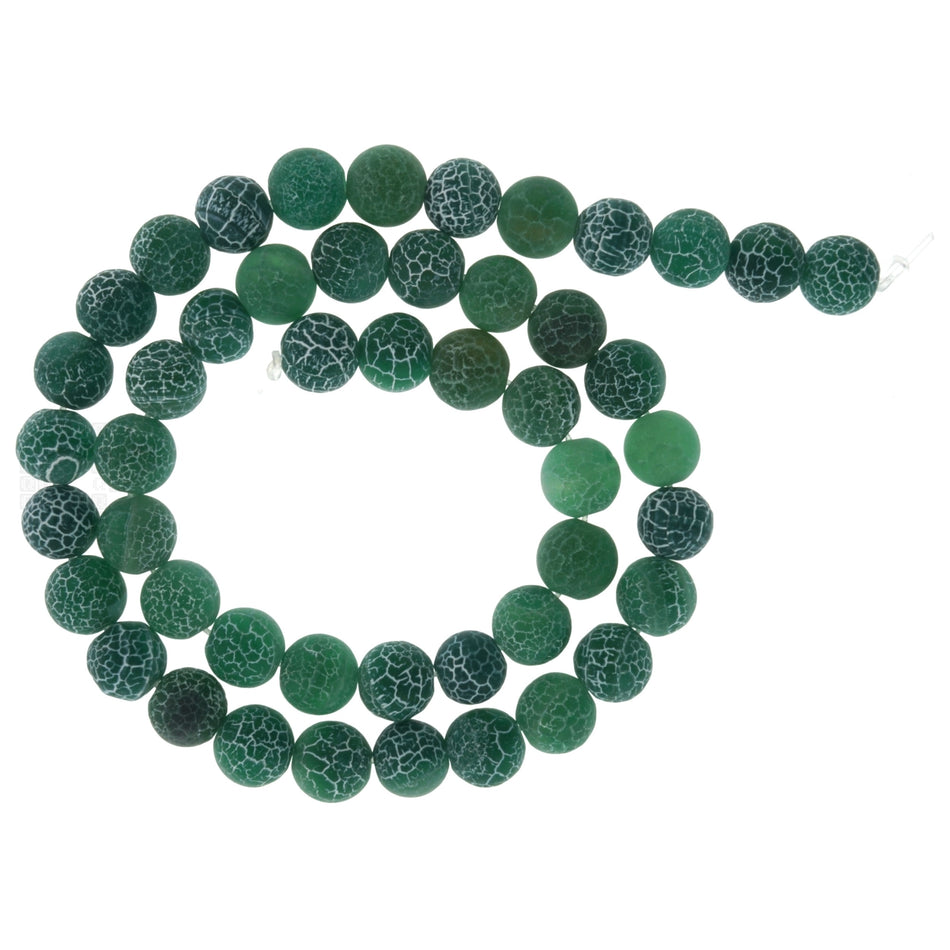 Green Frost Cracked Agate 8mm Round Beads, 45 Pieces