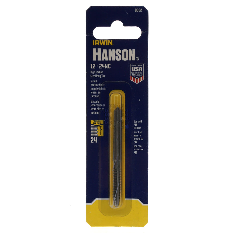 Irwin Hanson 8032 #12 - 24NC High Carbon Steel Plug Tap