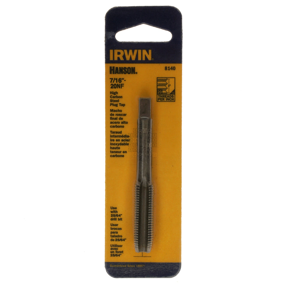 Irwin Hanson 8140 7/16" - 20NF High Carbon Steel Plug Tap