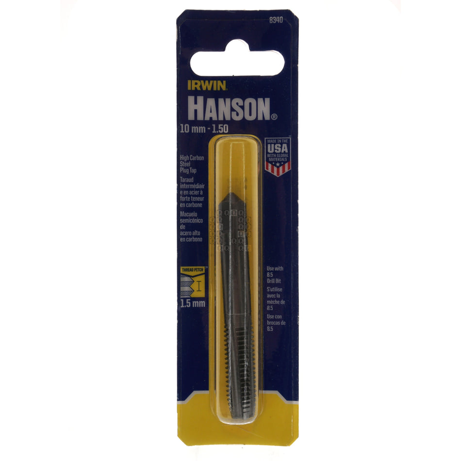 Irwin Hanson 8340 10mm-1.50 High Carbon Steel Plug Tap, M10-1.50