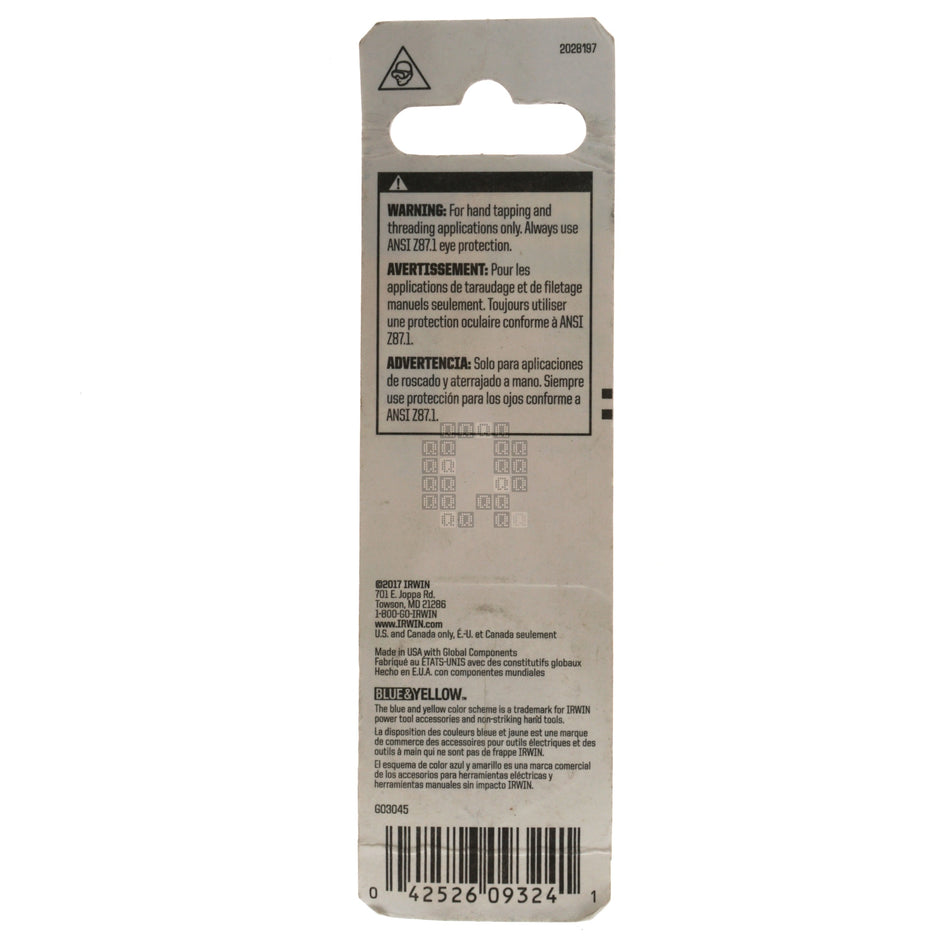 Irwin Hanson 9324 #8 - 32NC SAE High Carbon Steel 1" Hex Die