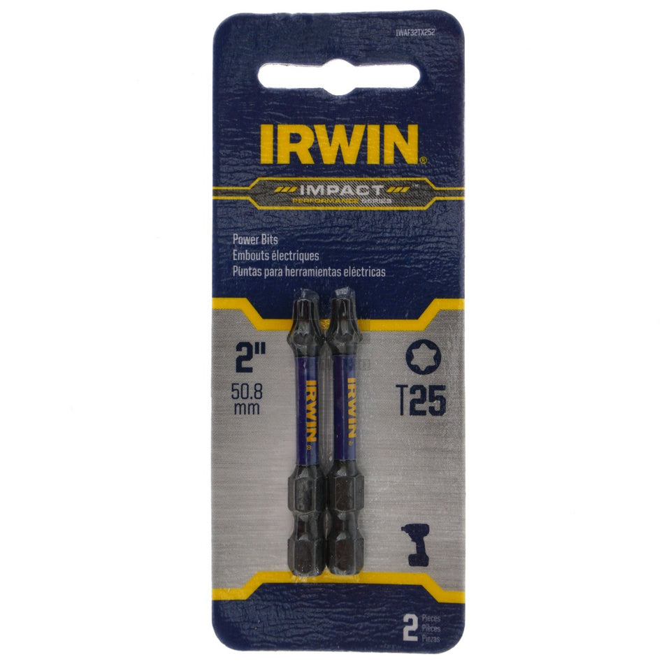 Irwin IWAF32TX252 T25 Torx Impact Performance Series Power Bit, 2" Length, 2 Pack