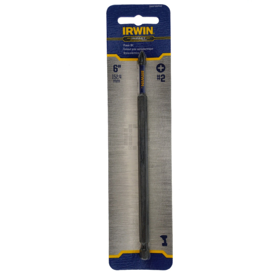 Irwin IWAF36PH2 #2 Phillips Impact Performance Series Power Bit, 6" Length