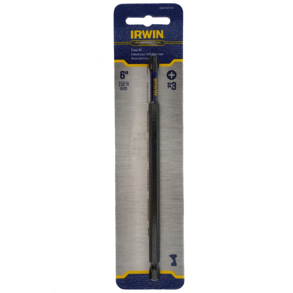 Irwin IWAF36PH3 #3 Phillips Impact Performance Series Power Bit, 6" Length
