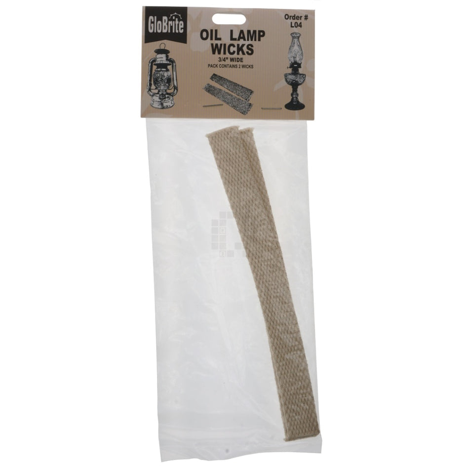 GloBrite 21st Century L04 Oil Lamp Wicks, 3/4 Width x 7.5", 2 Pack