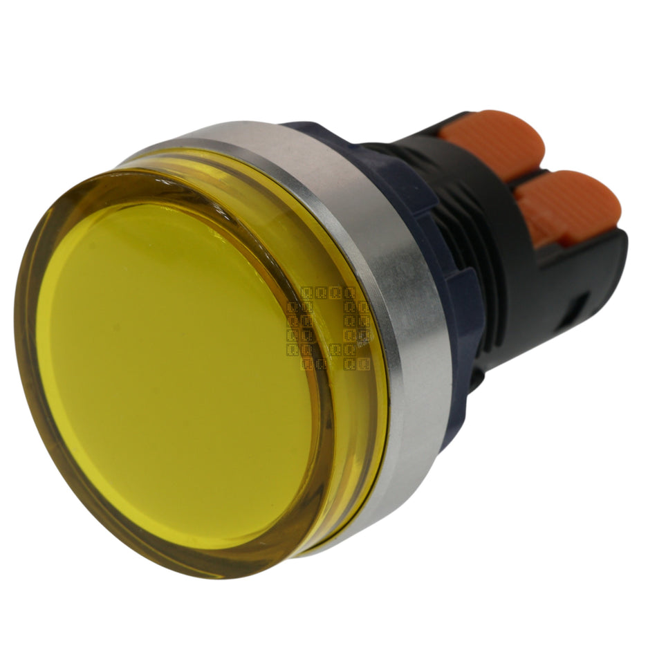 Lanboo 22mm Yellow Diffused Panel Mount LED Indicator Light, Silver Ring, 9-24VAC/DC, IP68