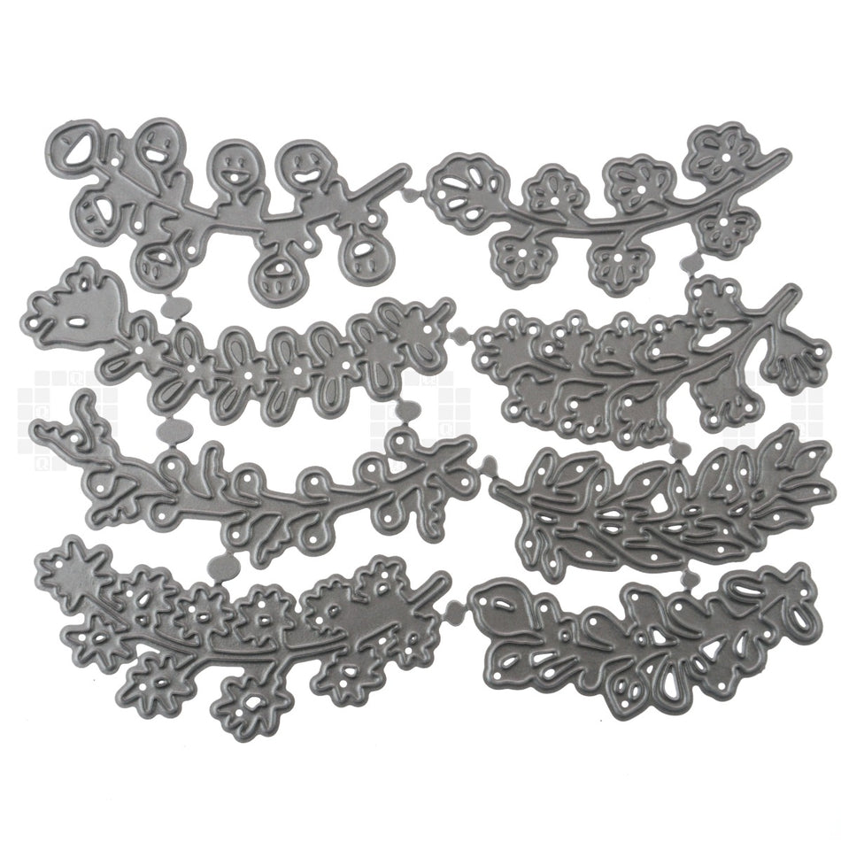 Short Leafy Vine Sprigs Metal Cutting Die Set (8 Pieces)