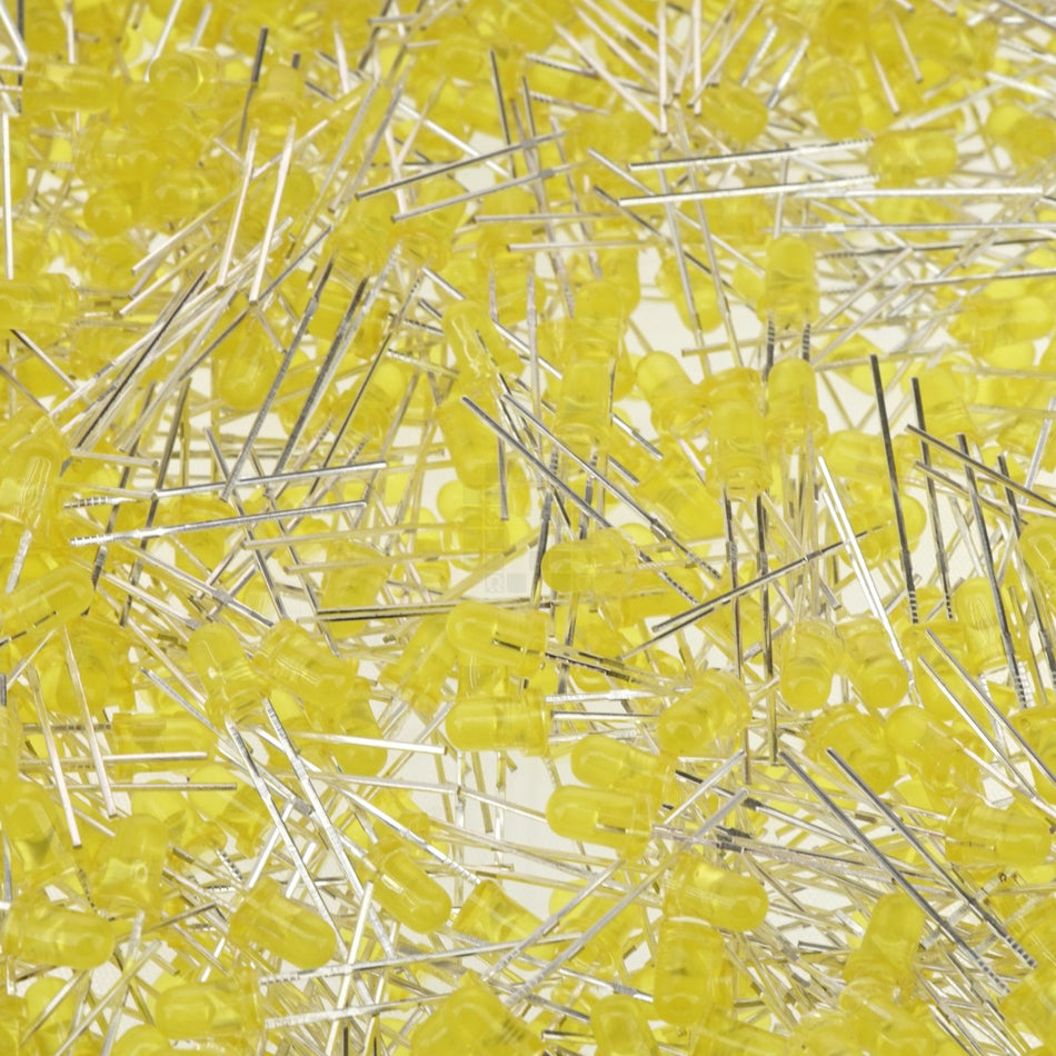 3mm Yellow Diffused LEDs, 1000 Pack, 1.8-2.0VDC 588-590nm
