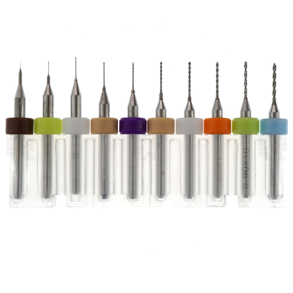 XCAN PCB/Circuit Board Micro Carbide Drill Bit Set, 10-Pieces, 0.1-1.0mm