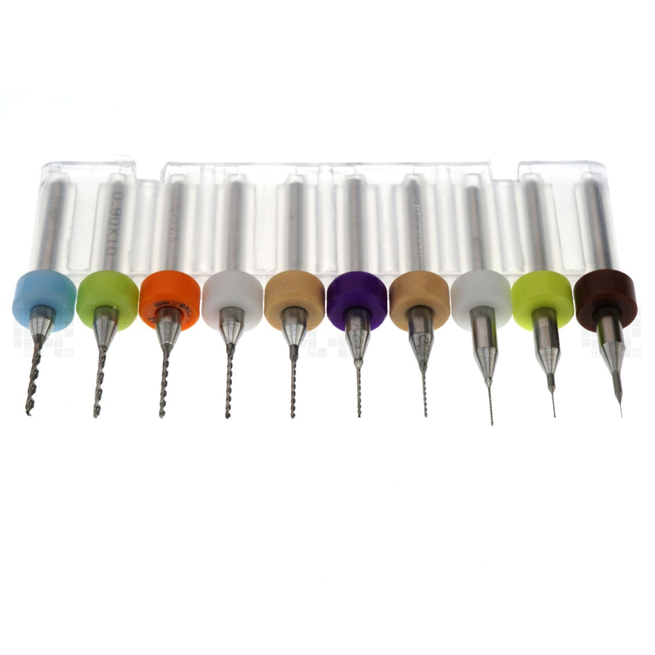 XCAN PCB/Circuit Board Micro Carbide Drill Bit Set, 10-Pieces, 0.1-1.0mm