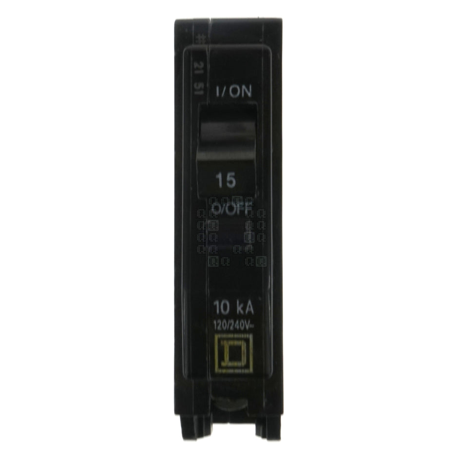 Square D QO115CP Plug-In Circuit Breaker, 15 Amps, Single Pole, 120/240VAC