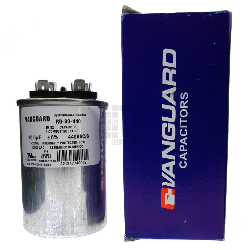Vanguard RD-30-440 Electric Motor Run Capacitor, 30 uF, 440 VAC 50-60Hz
