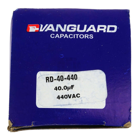 Vanguard RD-40-440 Silver Electric Motor Run Capacitor box label