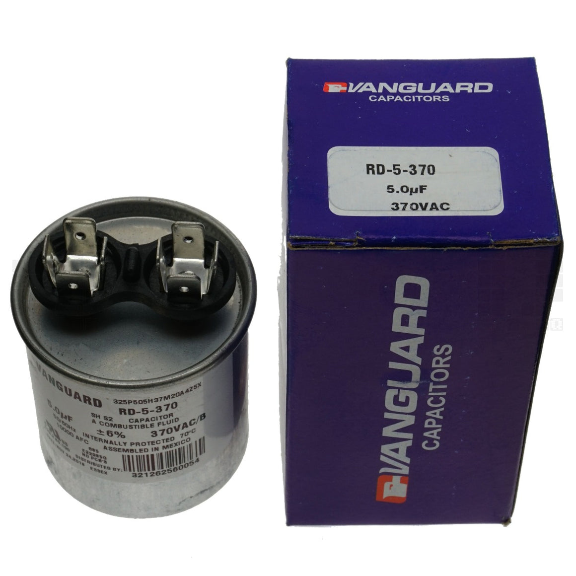 Vanguard RD-5-370 Round Electric Motor Run Capacitor
