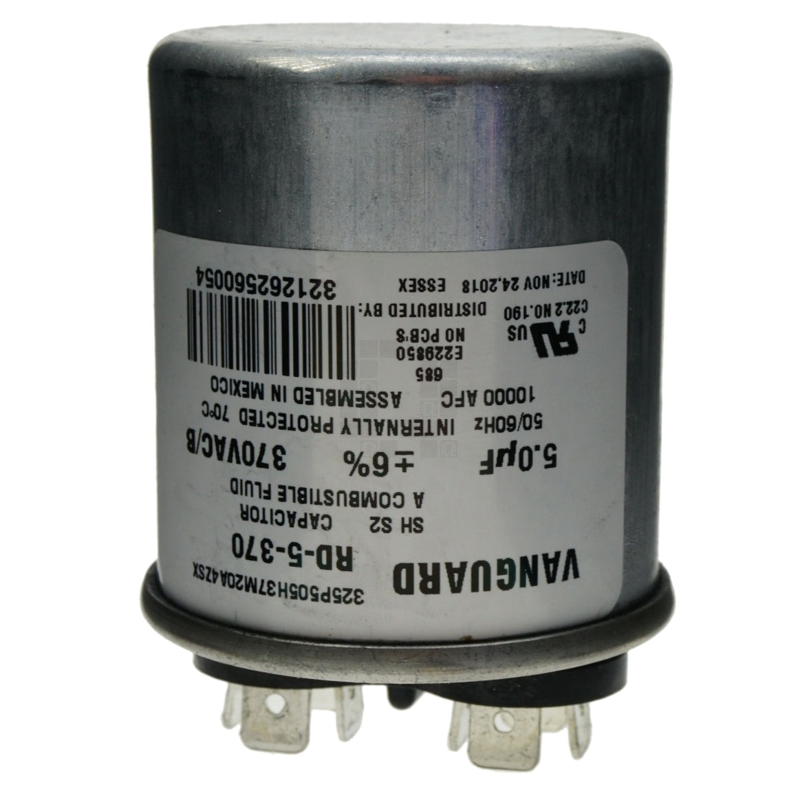 Vanguard RD-5-370 Round Electric Motor Run Capacitor