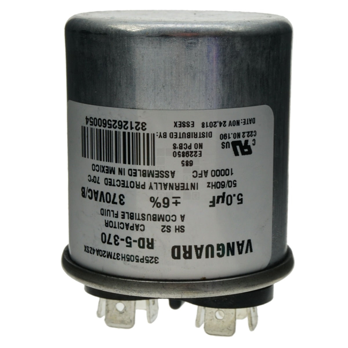 Vanguard RD-5-370 Round Electric Motor Run Capacitor