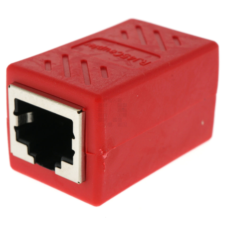 RJ45 CAT6 CAT5e Inline Ethernet Network Cable Coupler Connector, Red