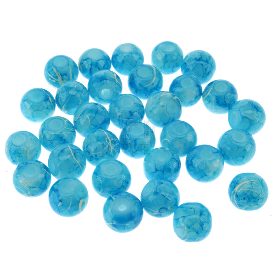 Robin Egg Blue 8mm Loose Glass Beads, 30 Pieces