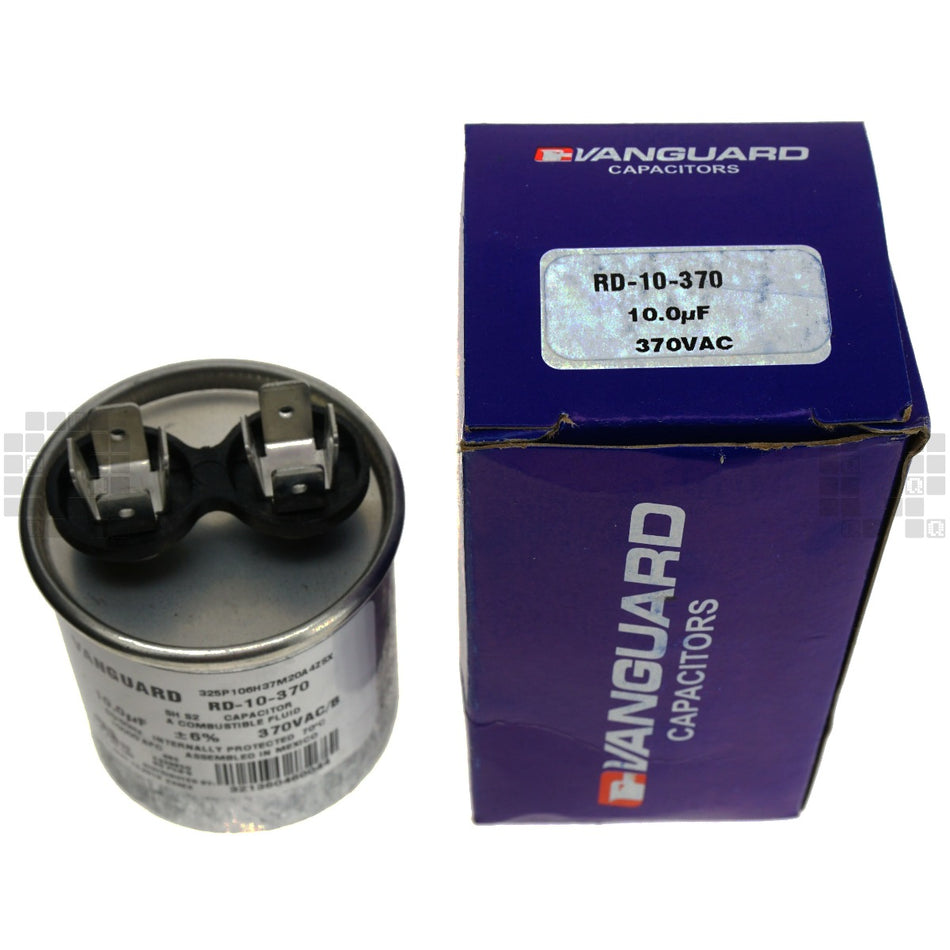 Vanguard RD-10-370 Electric Motor Run Capacitor, 10 µF, 370VAC 50-60Hz