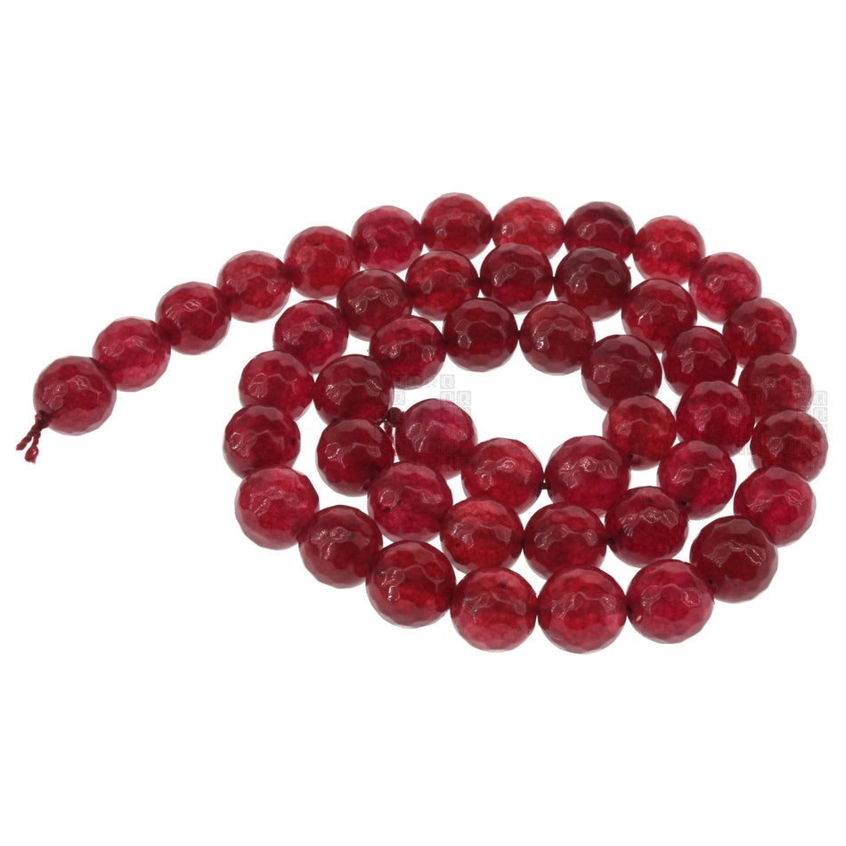 Ruby Jade 8mm Faceted Glass Beads, 45 Pieces