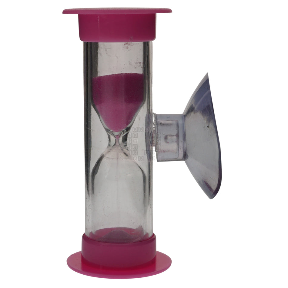 Plastic Hourglass Sand Timer with Suction Cup, 3 Minute, Pink, 2-3/8" Height