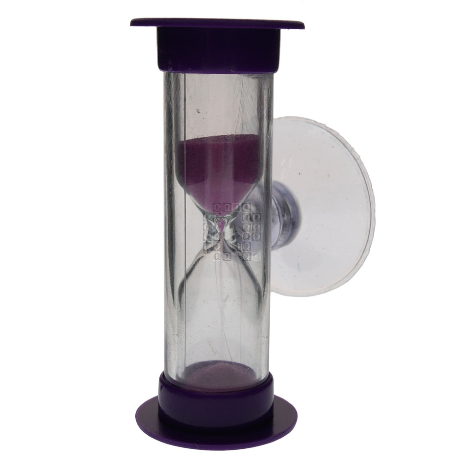 Plastic Hourglass Sand Timer with Suction Cup, 3 Minute, Purple, 2-3/8" Height