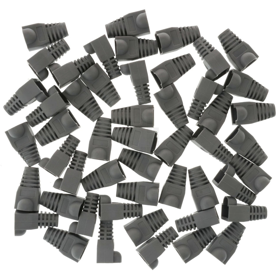 RJ-45 RJ45 Ethernet Strain Relief Boot Cover, Dark Gray, for CAT5 CAT6, 50 Pack