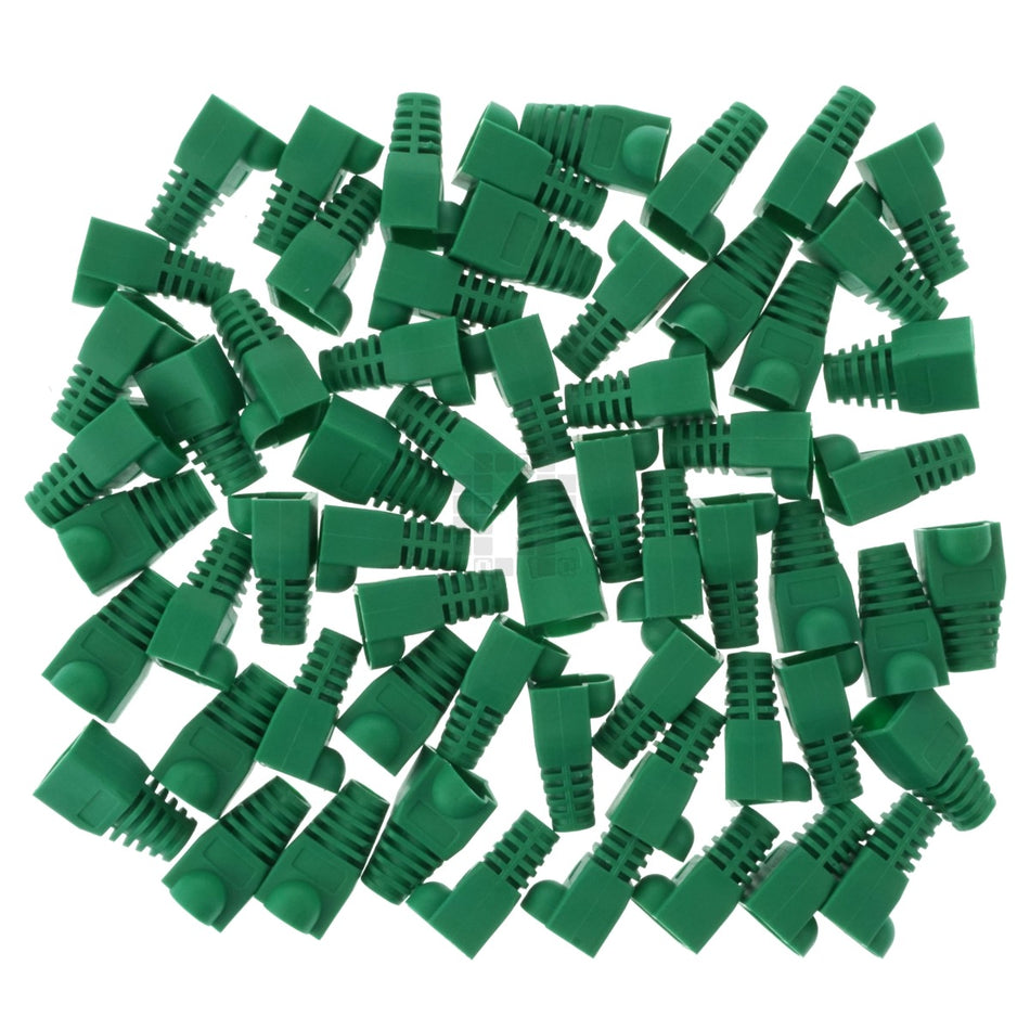 RJ-45 RJ45 Ethernet Strain Relief Boot Cover, Green, for CAT5 CAT6, 50 Pack