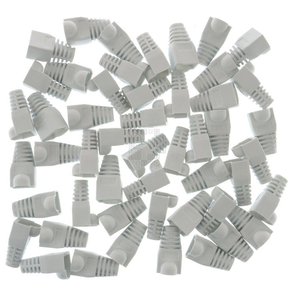 RJ-45 RJ45 Ethernet Strain Relief Boot Cover, White, for CAT5 CAT6, 50 Pack