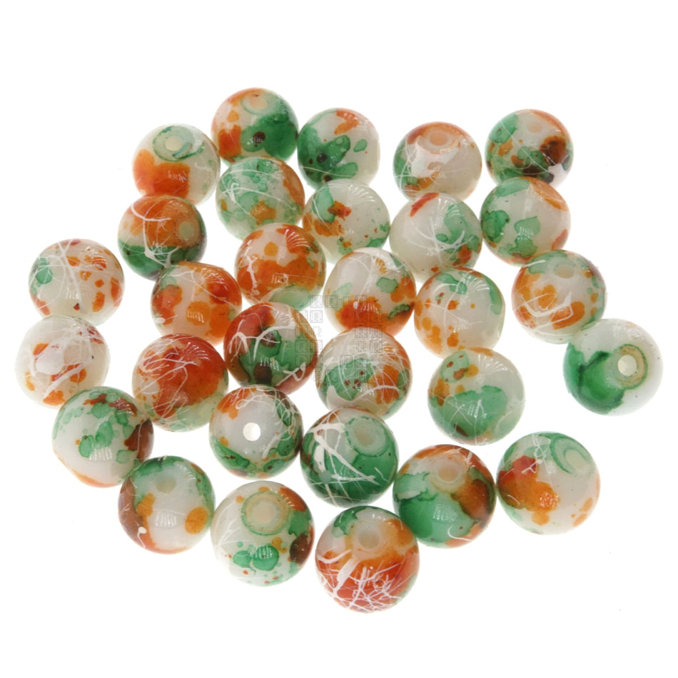 Tiger Lily 8mm Loose Glass Beads, 30 Pieces