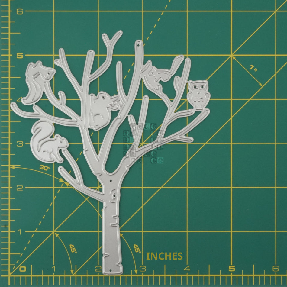 Bare Tree with 5 Animals Metal Cutting Die Set