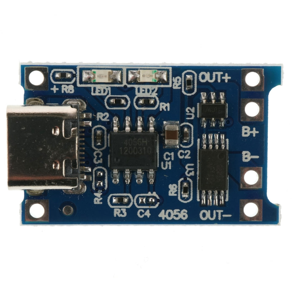USB Type-C Lithium Li-ion 18650 Battery Charger Circuit Board Module, TP4056, 1 Amp