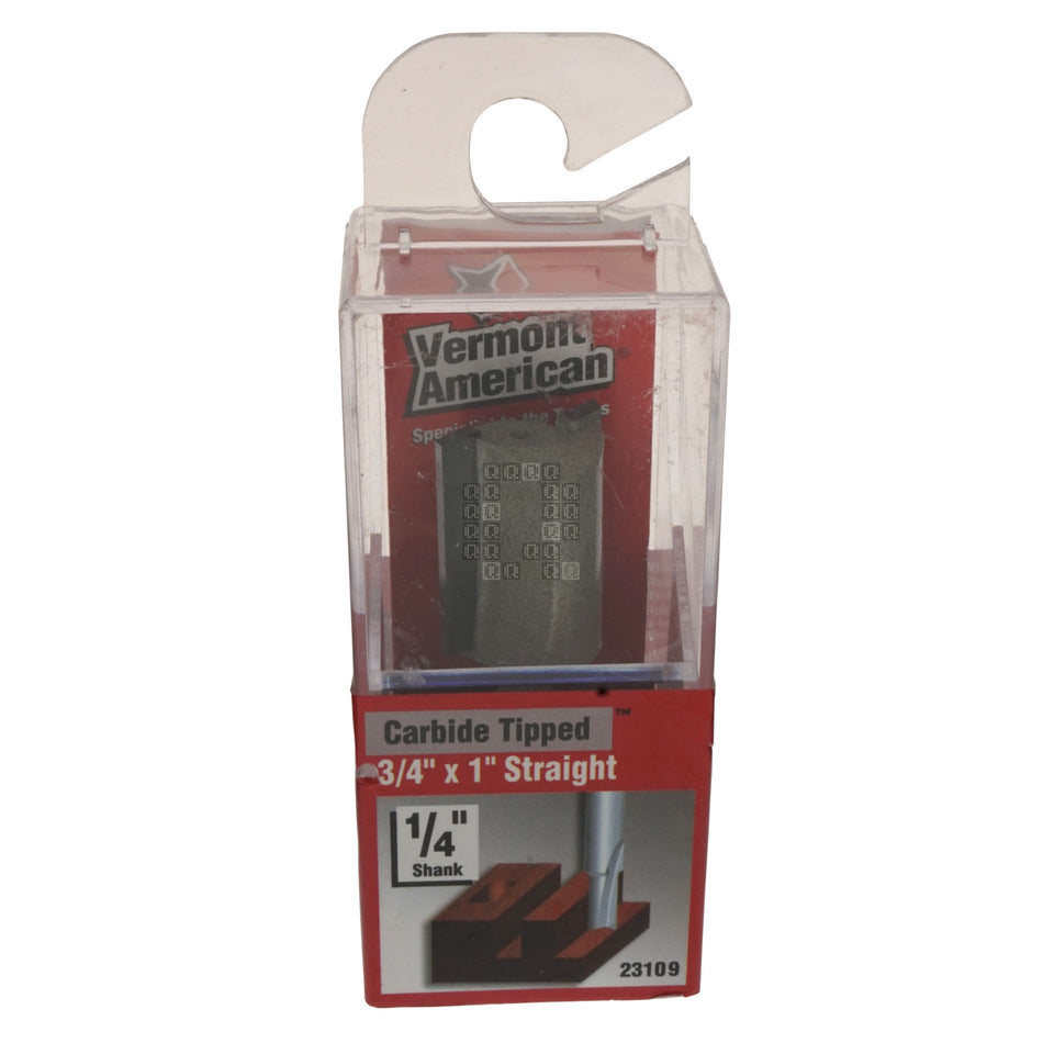 Vermont American 23109 Carbide Tipped 3/4" X 1" Straight Router Bit, 1/4" Shank