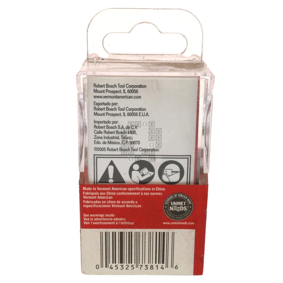 Vermont American 23134  Carbide Tipped 3/8" Roundover / Beading Router Bit, 1/4" Shank