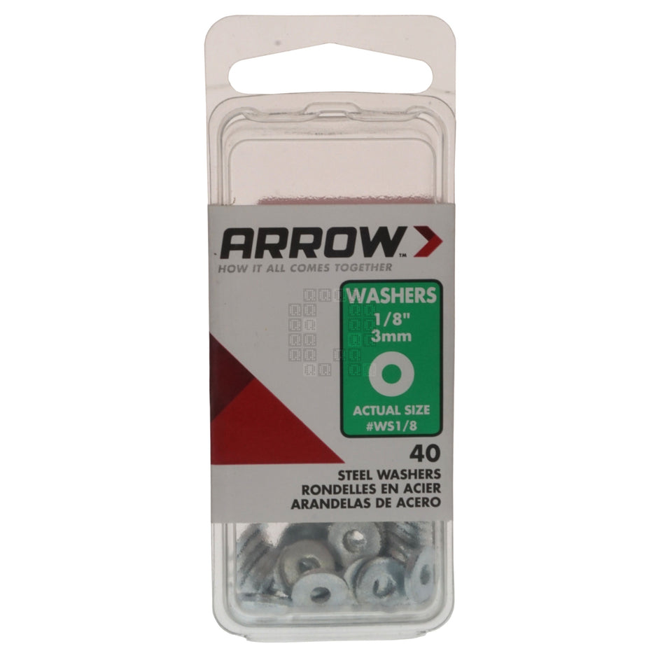 Arrow Fastener WS1/8  Steel 1/8" ID Rivet Washers, 40-Pack