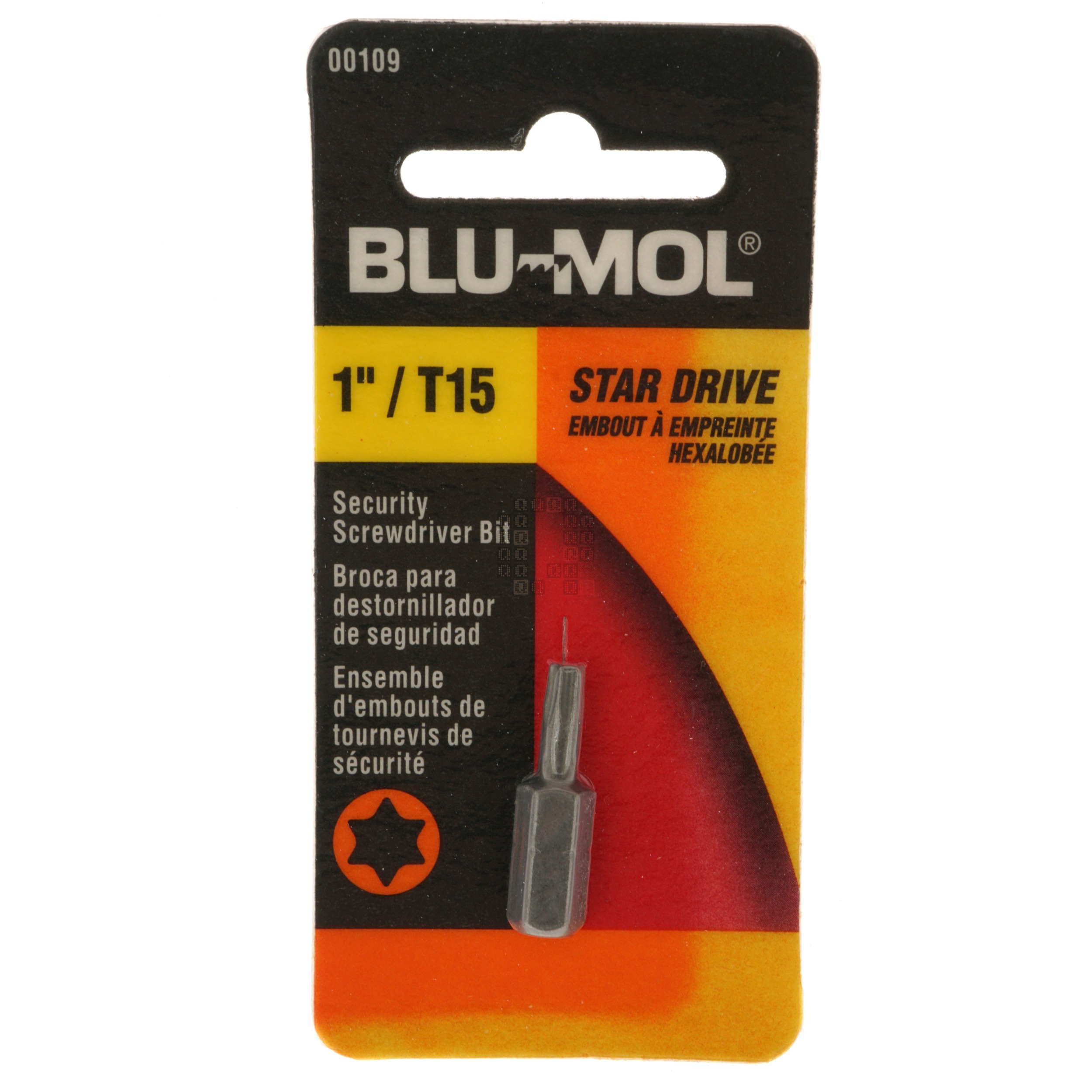 Blu-Mol 00109 T15 TORX / Star Drive Security Screwdriver Bit, 1" Length