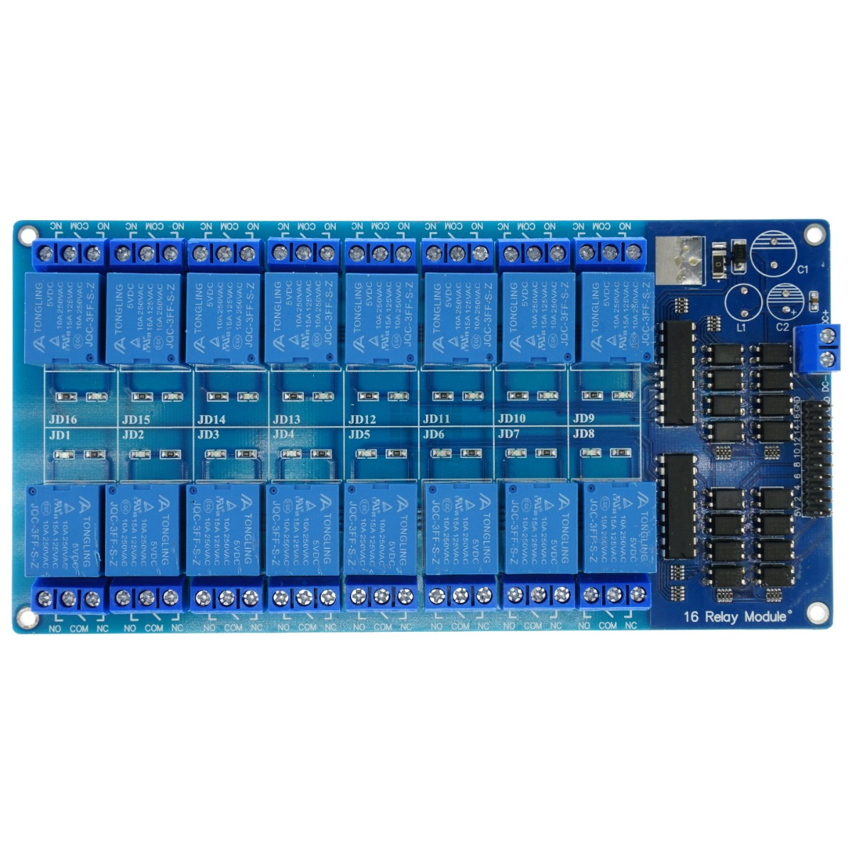 Geekcreit 16 Channel Isolated Relay Module, 5V, SPDT Output, Arduino