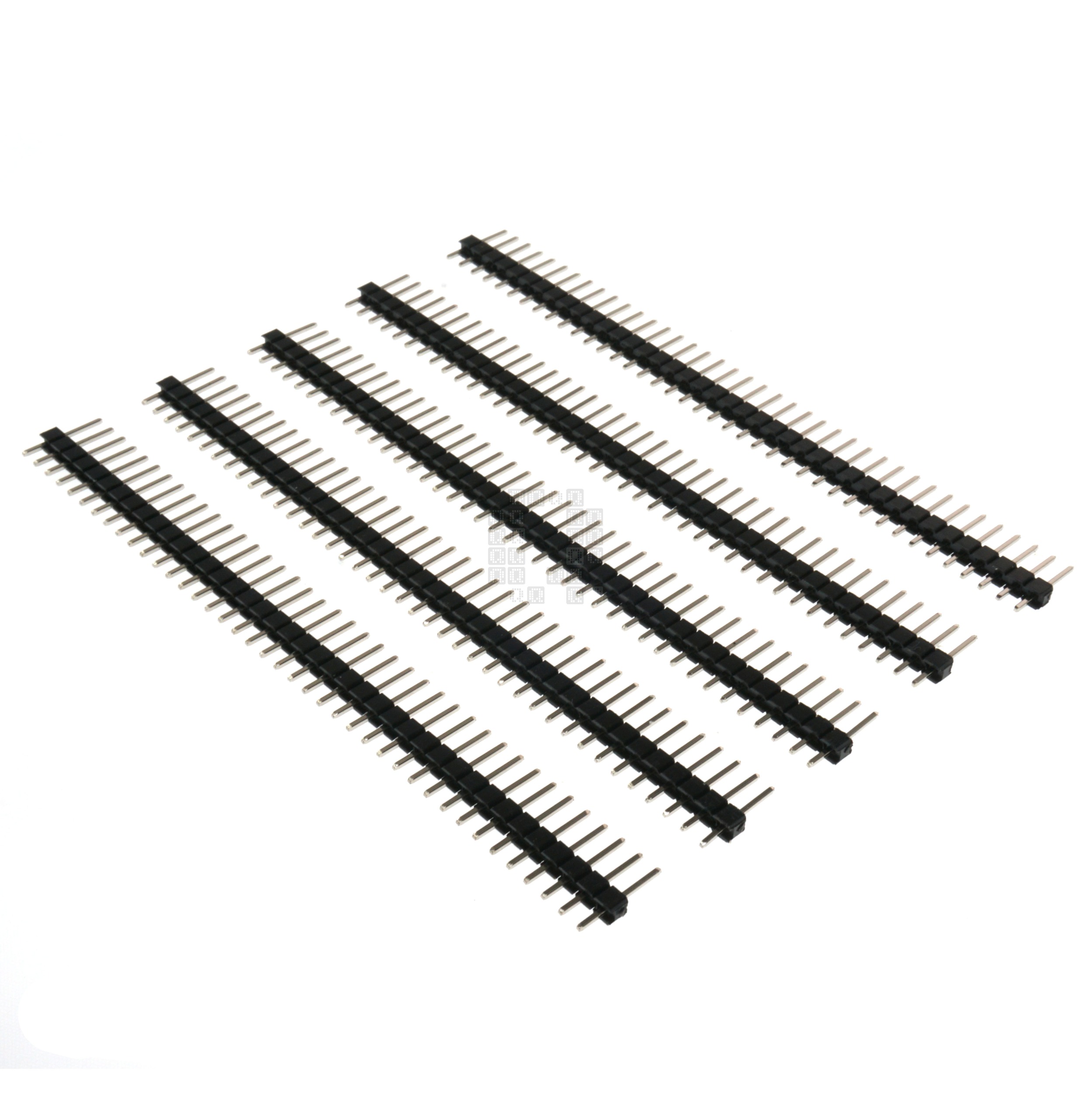 1x40 Pin Male Breakable Single Row Pin Header, 2.54mm Pitch, 11.2mm Height, 5-Pack, Black