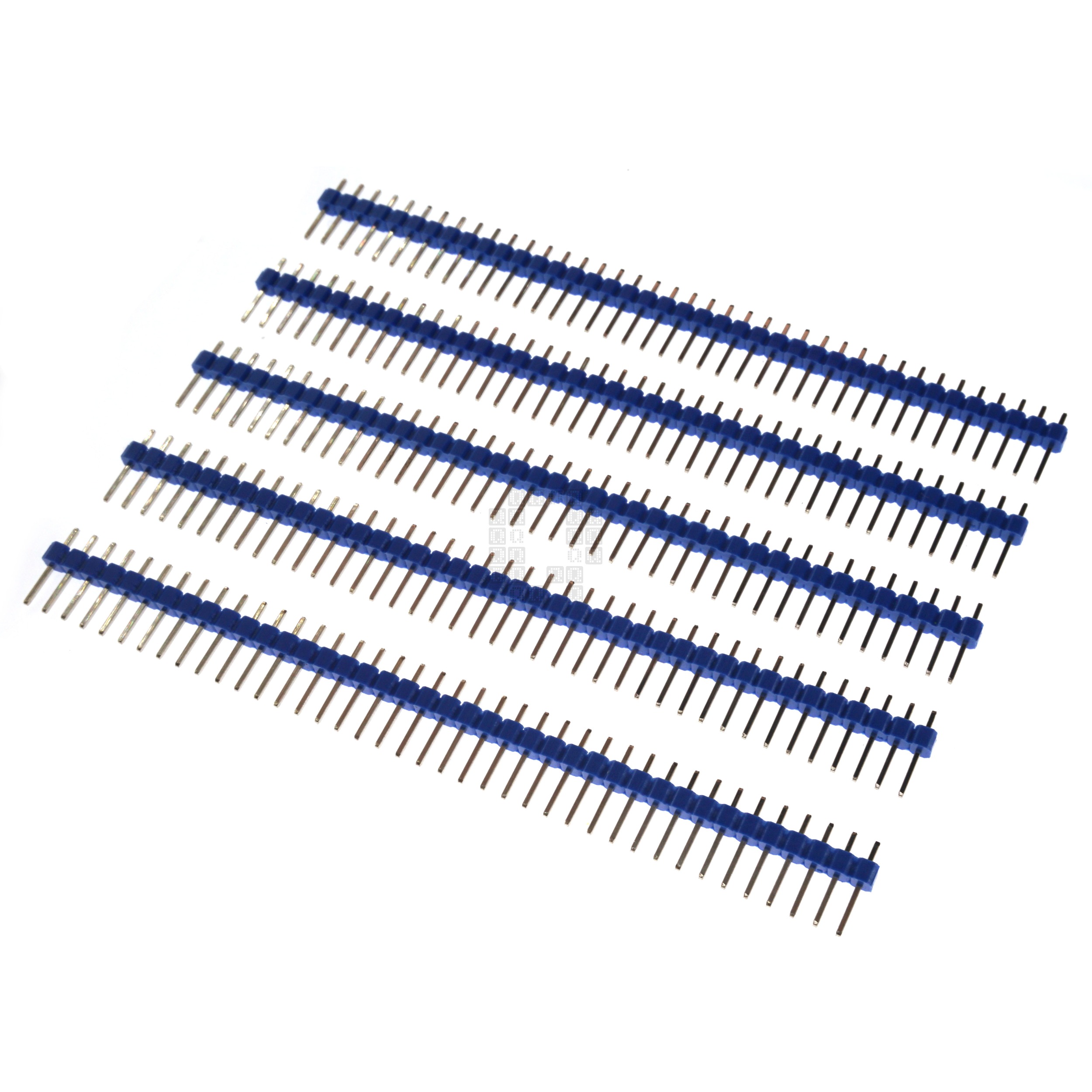 1x40 Pin Male Breakable Single Row Pin Header, 2.54mm Pitch, 11.2mm Height, 5-Pack, Blue