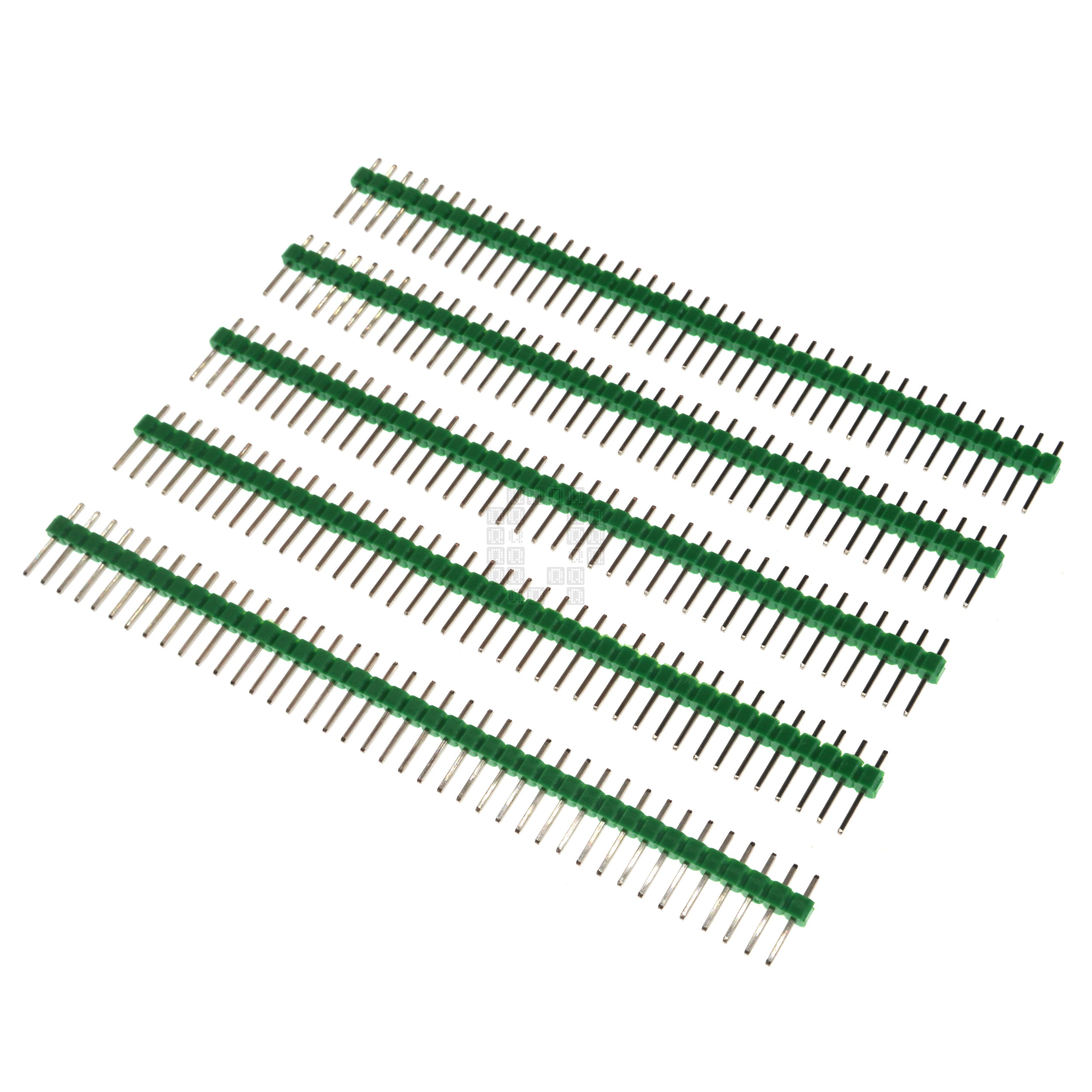 1x40 Pin Male Breakable Single Row Pin Header, 2.54mm Pitch, 11.2mm Height, 5-Pack, Green