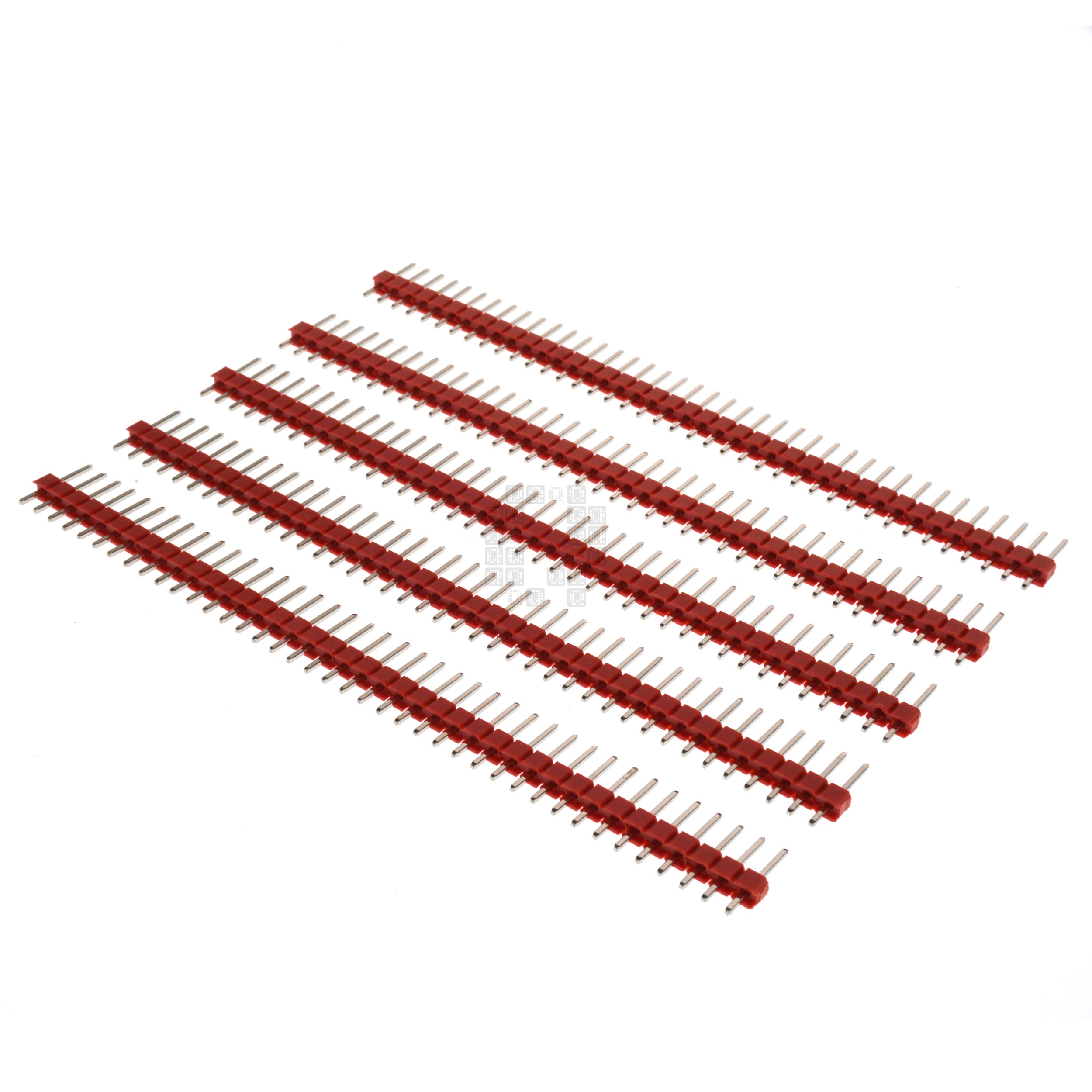 1x40 Pin Male Breakable Single Row Pin Header, 2.54mm Pitch, 11.2mm Height, 5-Pack, Red