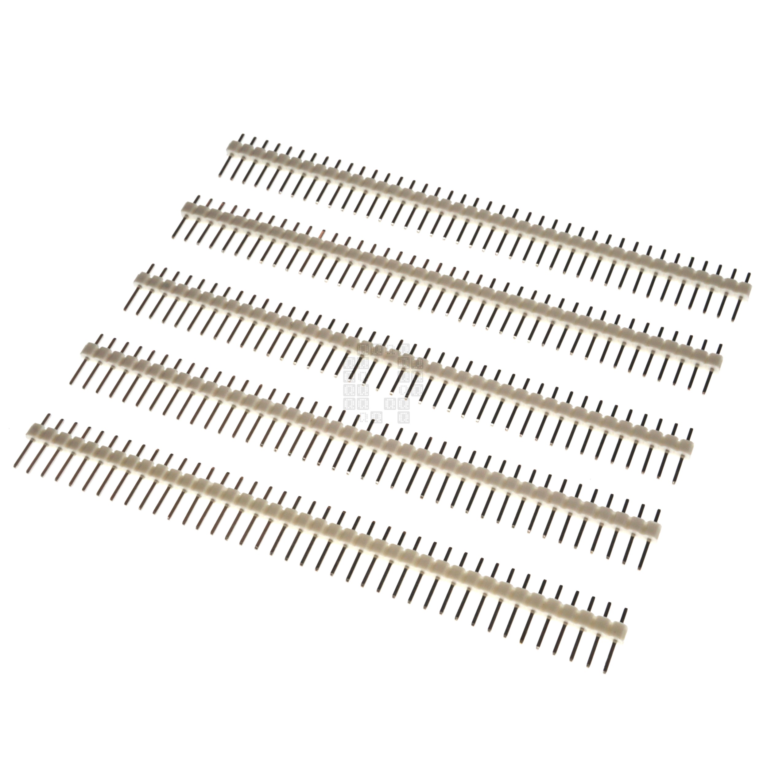 1x40 Pin Male Breakable Single Row Pin Header, 2.54mm Pitch, 11.2mm Height, 5-Pack, White
