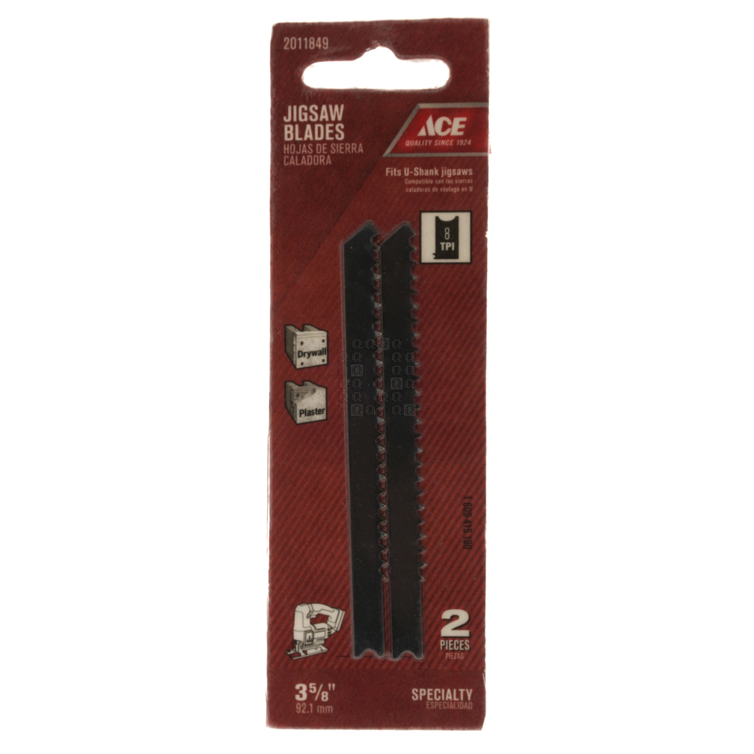 ACE Hardware 2011849 U-Shank Carbon Steel Jigsaw Blades, 8TPI, 3-5/8" Length, 2-Pack