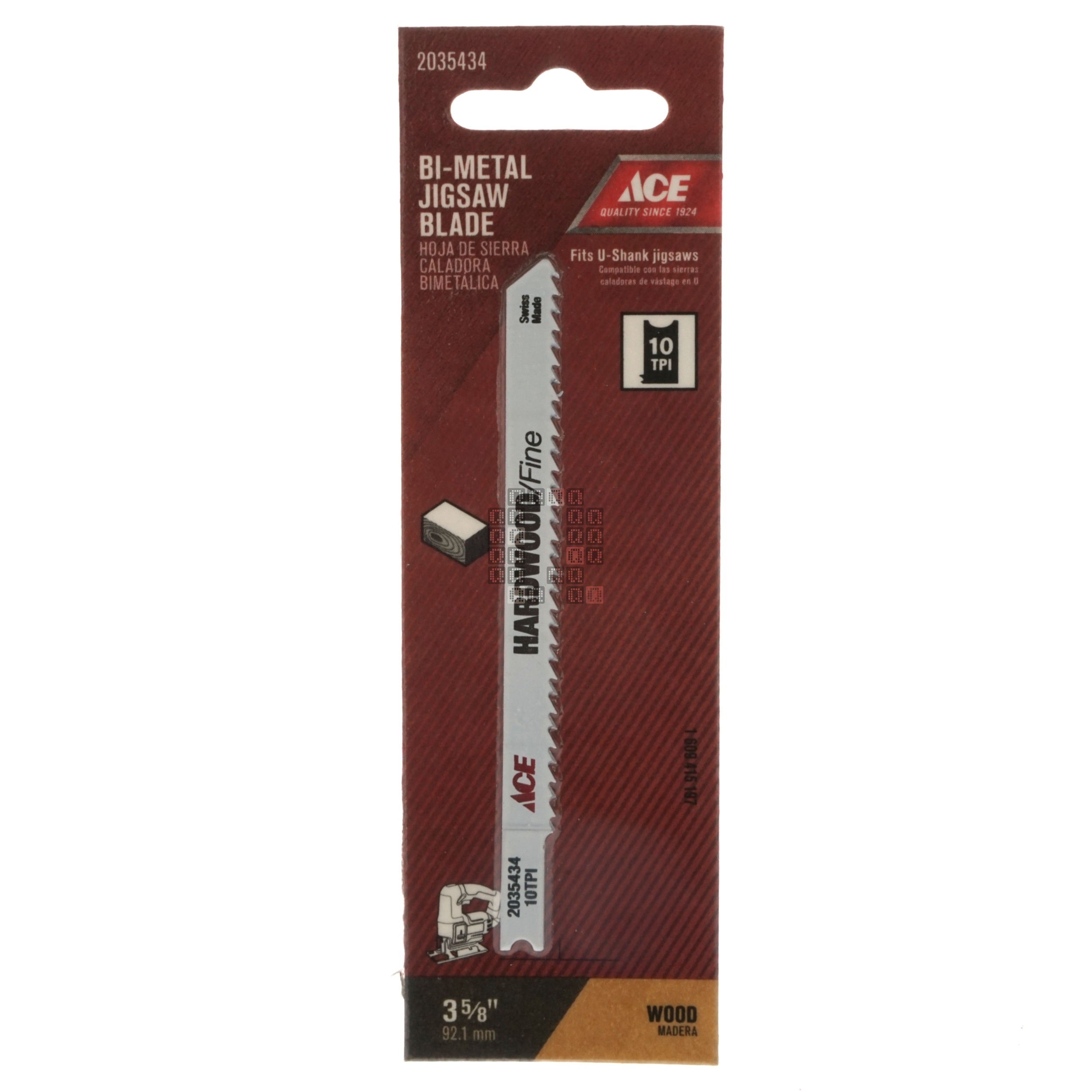 ACE Hardware 2035434 Bi-Metal Jigsaw Blade, 10TPI 3-5/8" Length, U-Shank, Smooth Wood