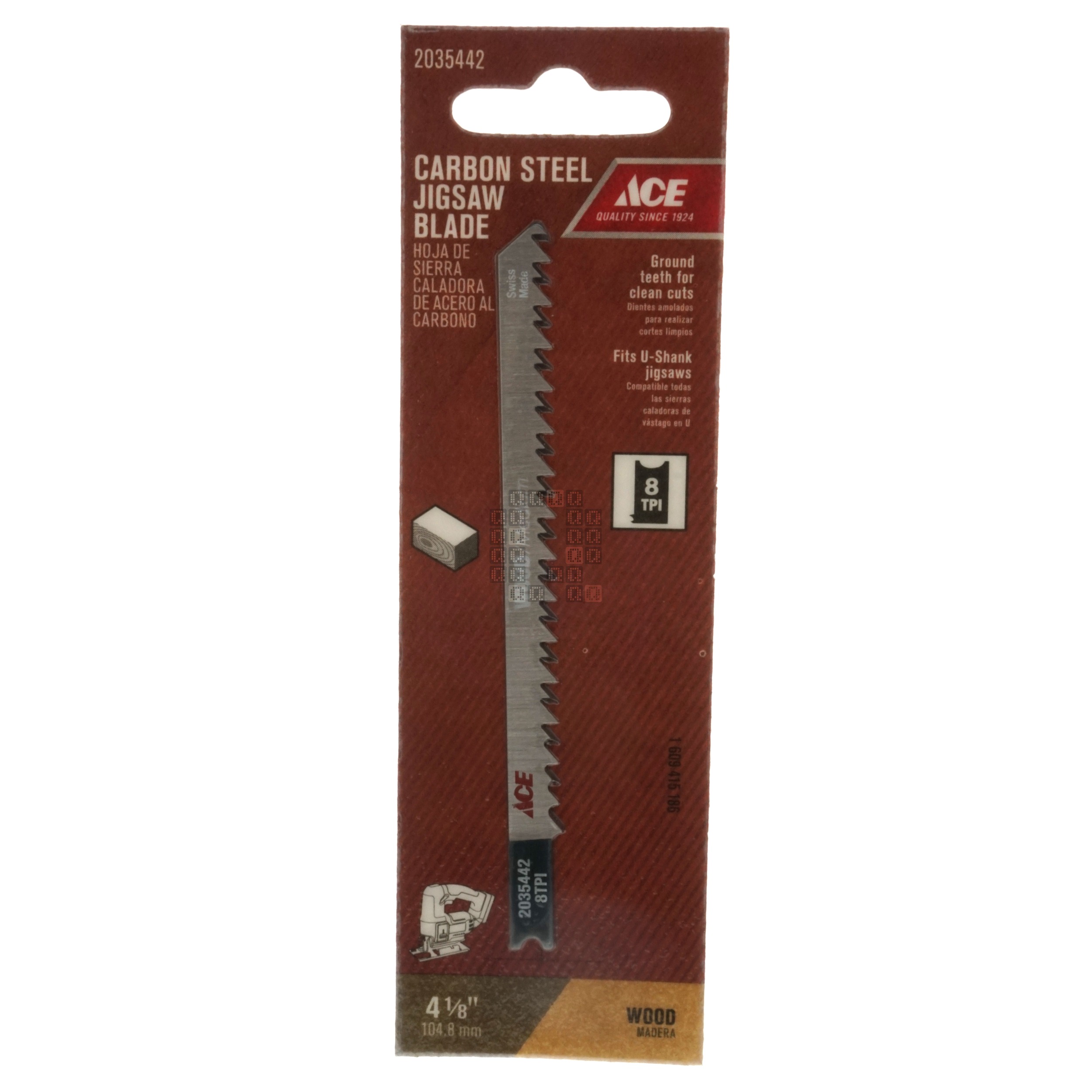 ACE Hardware 2035442 Carbon Steel Jigsaw Blade, 8TPI 4-1/8" Length, U-Shank, Rough Wood