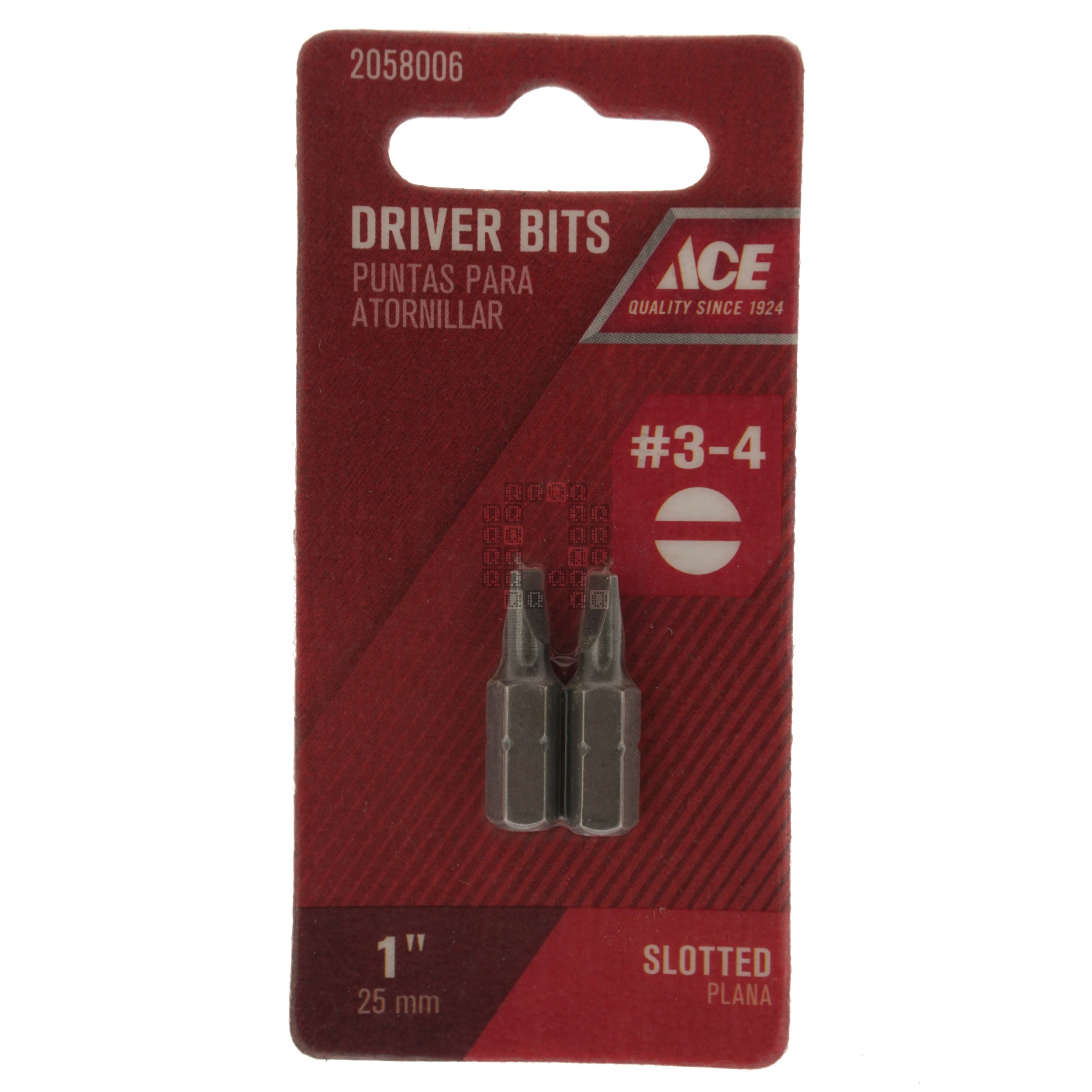 ACE Hardware 2058006 #3-4 Slotted Driver Bits, 1" Length, 1/4" Hex Drive, 2-Pack
