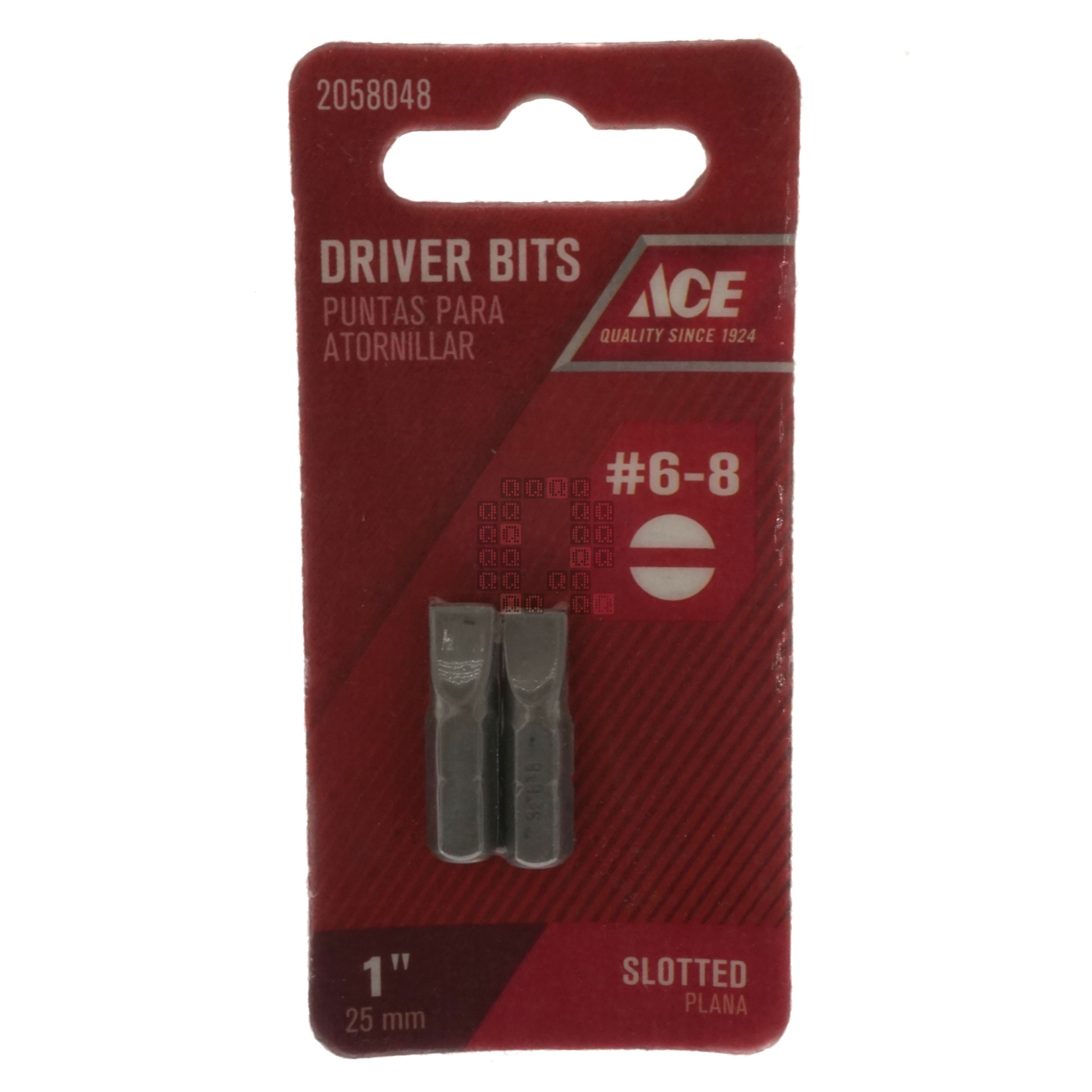 ACE Hardware 2058048 #6-8 Slotted Driver Bits, 1" Length, 1/4" Hex Drive, 2-Pack